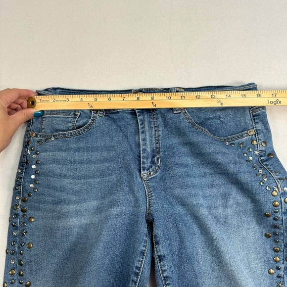 Seven 7 Jeans Womens 10 Medium Blue Girlfriend Studded Mid Rise - Picture 8 of 13